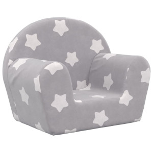 Sofá para niños felpa suave gris claro con estrellas H