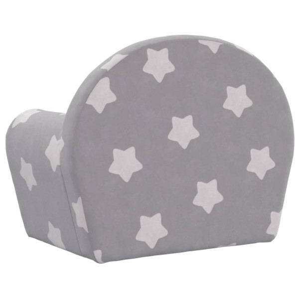 Sofá para niños felpa suave gris claro con estrellas M 5
