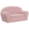 Sofá-cama infantil de 2 lugares pelúcia macia rosa 2