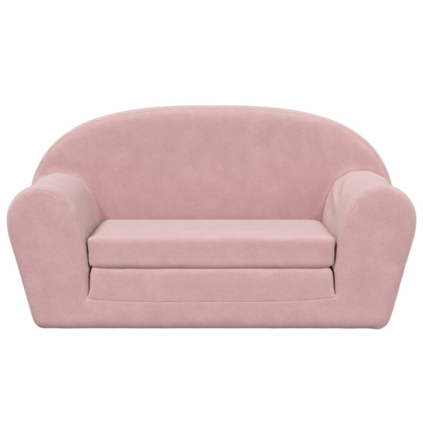 Sofá-cama infantil de 2 lugares pelúcia macia rosa M 3