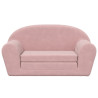 Sofá-cama infantil de 2 lugares pelúcia macia rosa 3