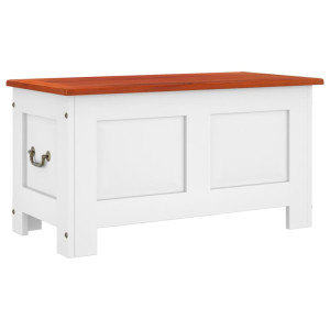 Baúl de almacenaje con tapa madera de acacia marrón y blanco H