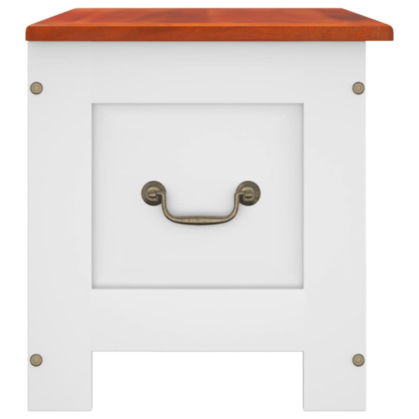 Baúl de almacenaje con tapa madera de acacia marrón y blanco M 5