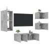 Muebles TV pared con LED 5 pzas madera ingeniería gris hormigón 1