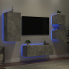 Muebles TV pared con LED 5 pzas madera ingeniería gris hormigón 4