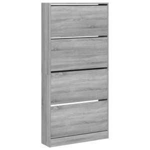 Mueble zapatero 4 cajones abatibles gris Sonoma 80x21x163.5 cm H