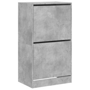 Mueble zapatero 2 cajones abatibles gris hormigón 60x42x108 cm H