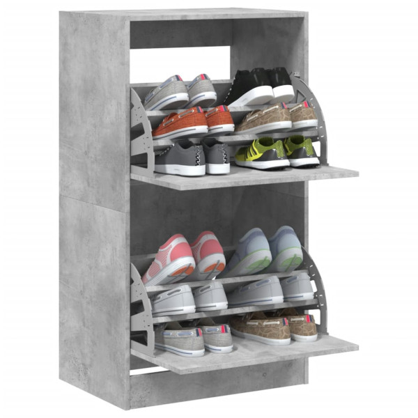 Mueble zapatero 2 cajones abatibles gris hormigón 60x42x108 cm M 4