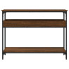 Mesa consola estante madera ingeniería marrón roble 100x29x75cm 4
