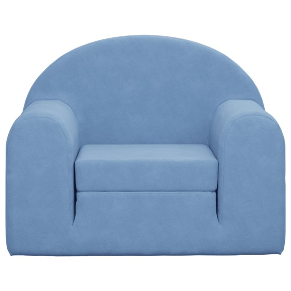 Sofá-cama infantil de pelúcia azul macio M 3