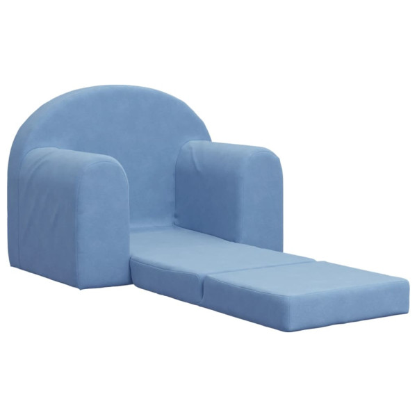 Sofá-cama infantil de pelúcia azul macio M 4