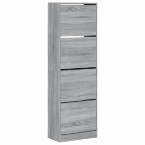 Mueble zapatero 4 cajones abatibles gris Sonoma 60x34x187.5 cm H