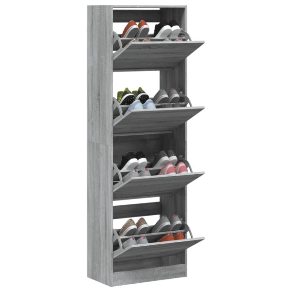 Mueble zapatero 4 cajones abatibles gris Sonoma 60x34x187.5 cm M 4