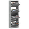 Mueble zapatero 4 cajones abatibles gris Sonoma 60x34x187.5 cm 4