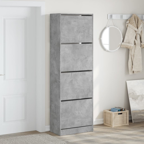 Mueble zapatero 4 cajones abatibles gris hormigón 60x34x187.5cm M 3