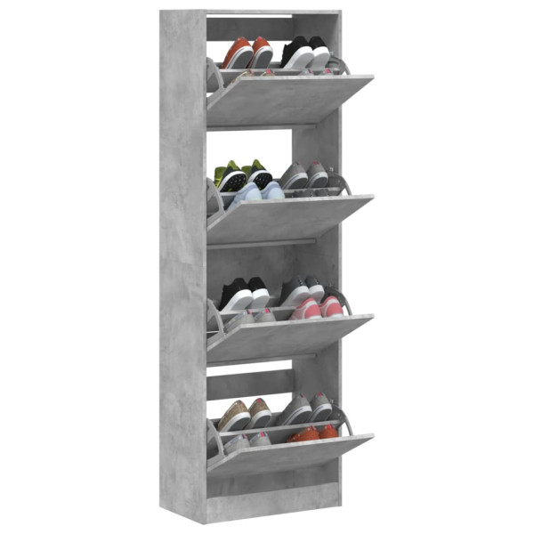 Mueble zapatero 4 cajones abatibles gris hormigón 60x34x187.5cm M 4