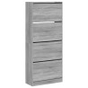 Mueble zapatero 4 cajones abatibles gris Sonoma 80x34x187.5 cm 2