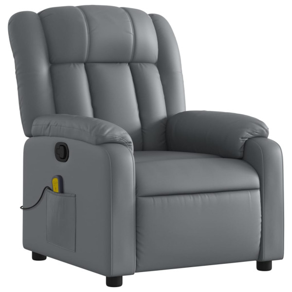 Sillón de masaje reclinable cuero sintético gris M 3