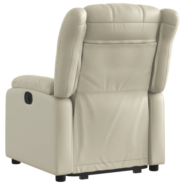 Sillón reclinable elevable cuero artificial color crema M 4