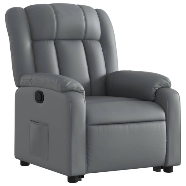 Sillón reclinable elevable cuero artificial gris M 3