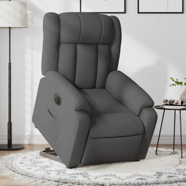 Sillón eléctrico reclinable elevable de tela gris oscuro D
