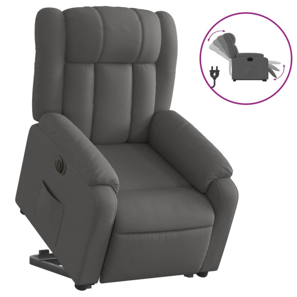 Sillón eléctrico reclinable elevable de tela gris oscuro M 2
