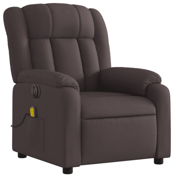Sillón masaje eléctrico reclinable elevable tela marrón oscuro M 3