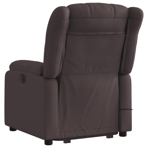 Sillón masaje eléctrico reclinable elevable tela marrón oscuro M 4