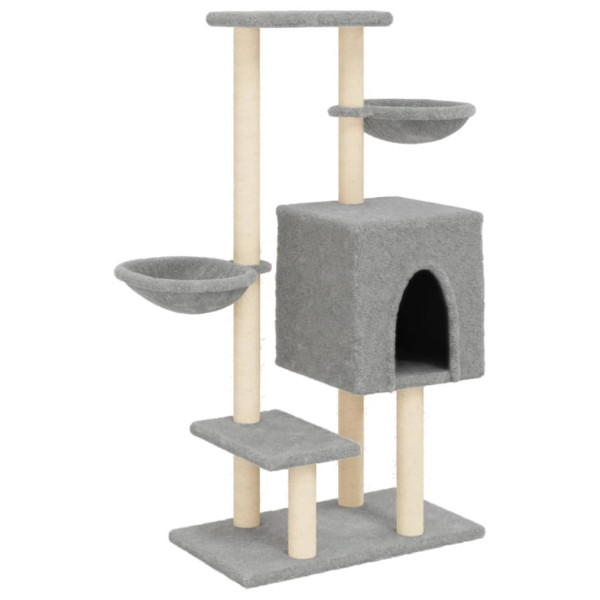 Rascador para gatos con postes de sisal gris claro 117 cm M 2