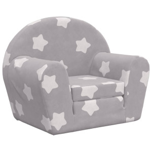 Sofá-cama infantil c/ estrelas pelúcia macia cinzento-claro H
