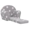 Sofá-cama infantil c/ estrelas pelúcia macia cinzento-claro 4