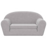 Sofá cama de niños 2 plazas felpa suave gris claro 3