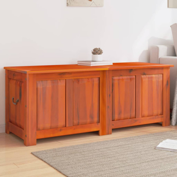 Baúl de almacenamiento con tapa madera maciza de acacia marrón D