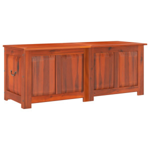 Baúl de almacenamiento con tapa madera maciza de acacia marrón H