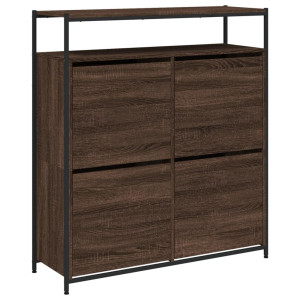 Mueble zapatero 4 cajones abatibles marrón roble 100x34x112 cm H