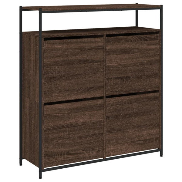 Mueble zapatero 4 cajones abatibles marrón roble 100x34x112 cm M 2