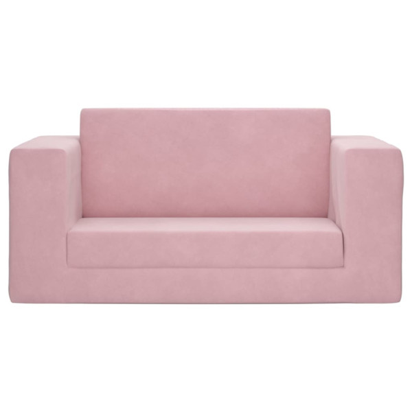 Sofá-cama infantil de 2 lugares pelúcia macia rosa M 3