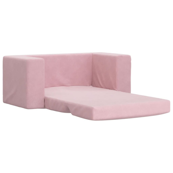 Sofá-cama infantil de 2 lugares pelúcia macia rosa M 4