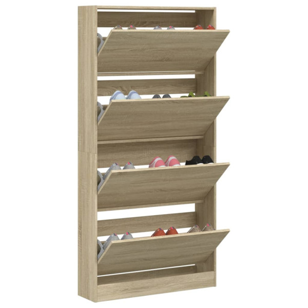 Mueble zapatero 4 cajones abatibles roble Sonoma 80x21x163.5 cm M 4