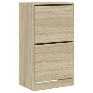 Mueble zapatero 2 cajones abatibles roble Sonoma 60x42x108 cm H