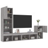 Muebles TV pared con LED 4 pzas madera ingeniería gris Sonoma 1