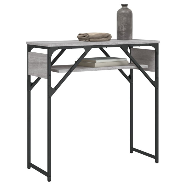 Mesa consola estante madera ingeniería Sonoma gris 75x30x75 cm M 3