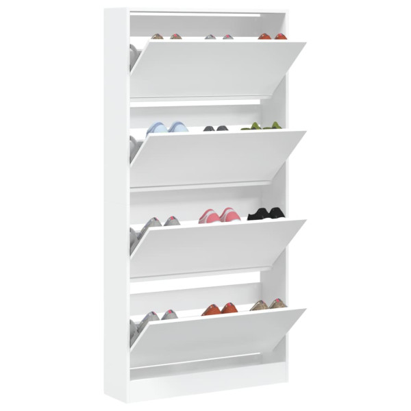 Mueble zapatero con 4 cajones abatibles blanco 80x21x163.5 cm M 4