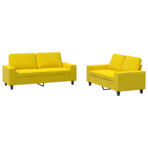 2 pcs conjunto de sofás tecido amarelo-claro H