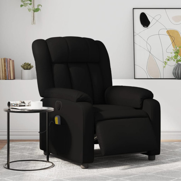 Sillón de masaje reclinable eléctrico cuero sintético negro D