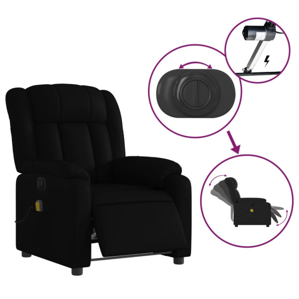 Sillón de masaje reclinable eléctrico cuero sintético negro M 5