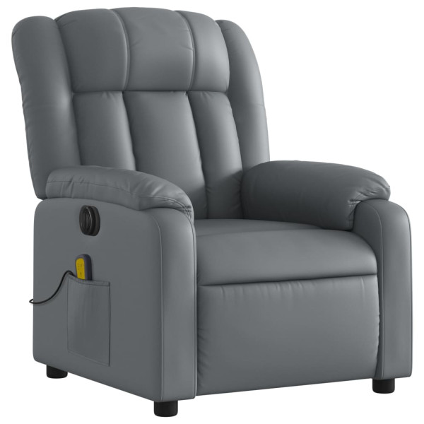 Sillón de masaje reclinable eléctrico cuero sintético gris M 3