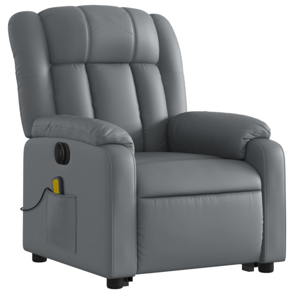 Sillón de masaje elevable eléctrico cuero sintético gris M 3
