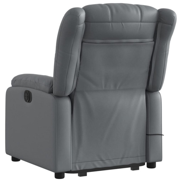 Sillón de masaje elevable eléctrico cuero sintético gris M 4