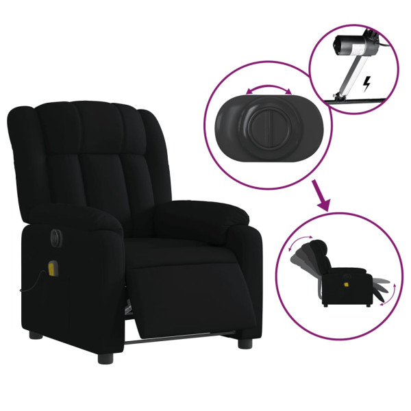 Sillón reclinable de masaje eléctrico tela negro M 5